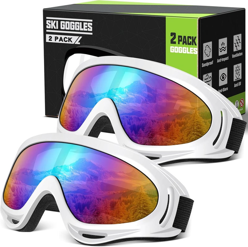 OXG Store 2 Pack Snowboard Ski Goggles, UV Protection Winter Snow Sports Goggles for Kids Teens Adult - Image 1